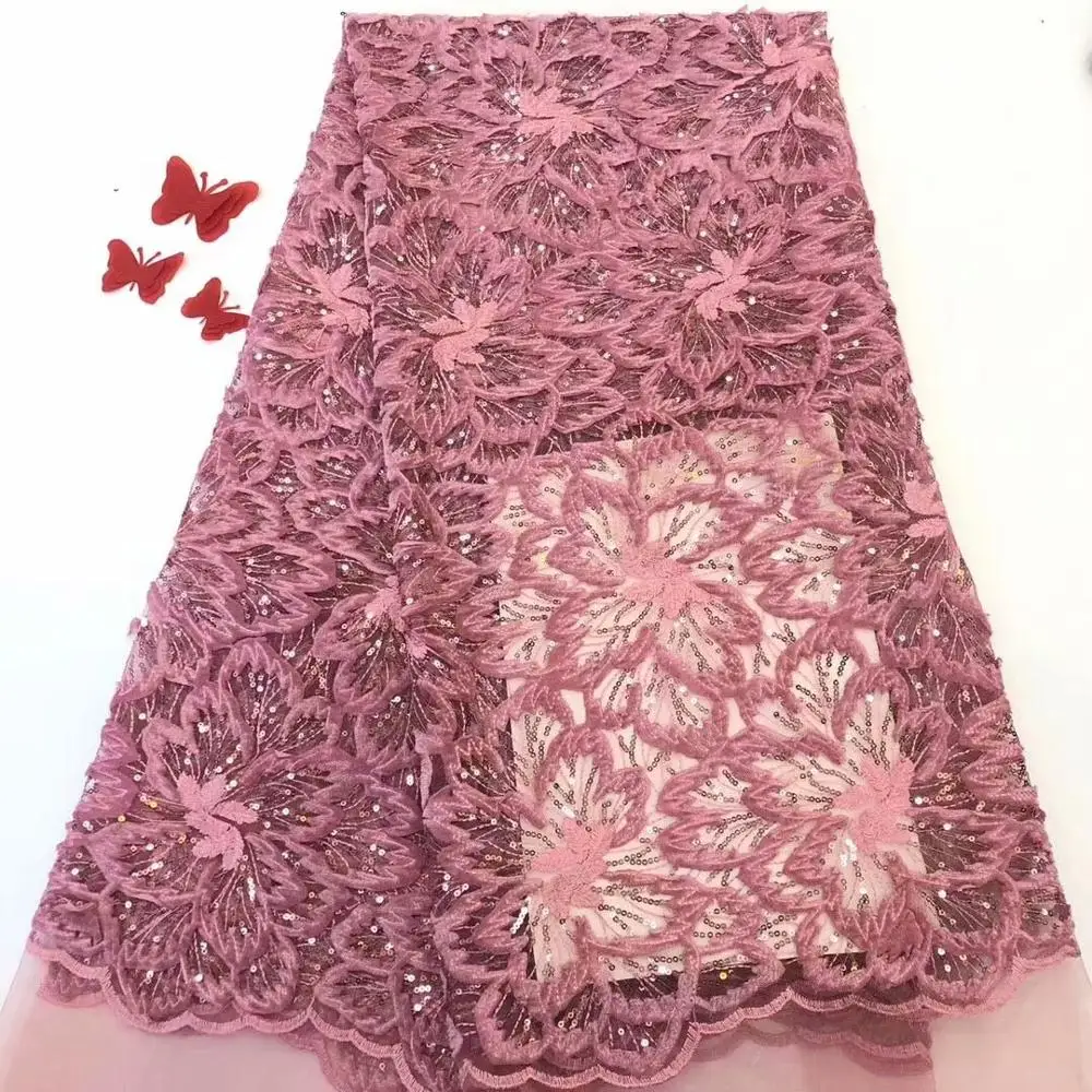 

Nigerian lace fabrics with sequin 5yard/lot fashion gold sequin fabric velvet high quality Peach tulle lace free shipping