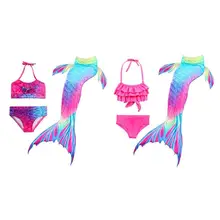 3pcs Girls Gradient Color Fish Tails Swimsuit Bikini Sets Children Beach Swimsuit Swimming for Girls Fish Tail Costume Set