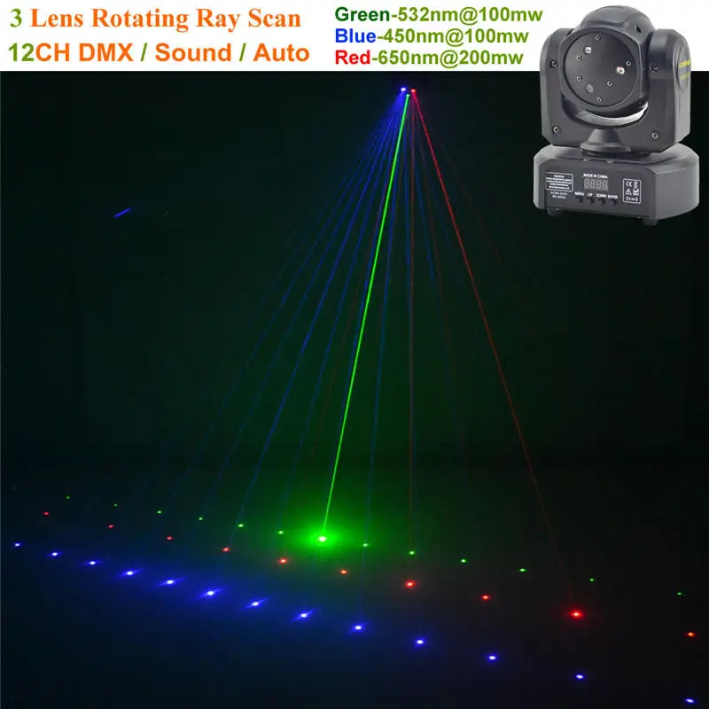 

AUCD Mini 3 Eyes RGB Laser Shark Moving Head Lights 11 CH DMX Disco Party DJ Show Beam Ray Scan Projector Stage Lighting DJ-3H