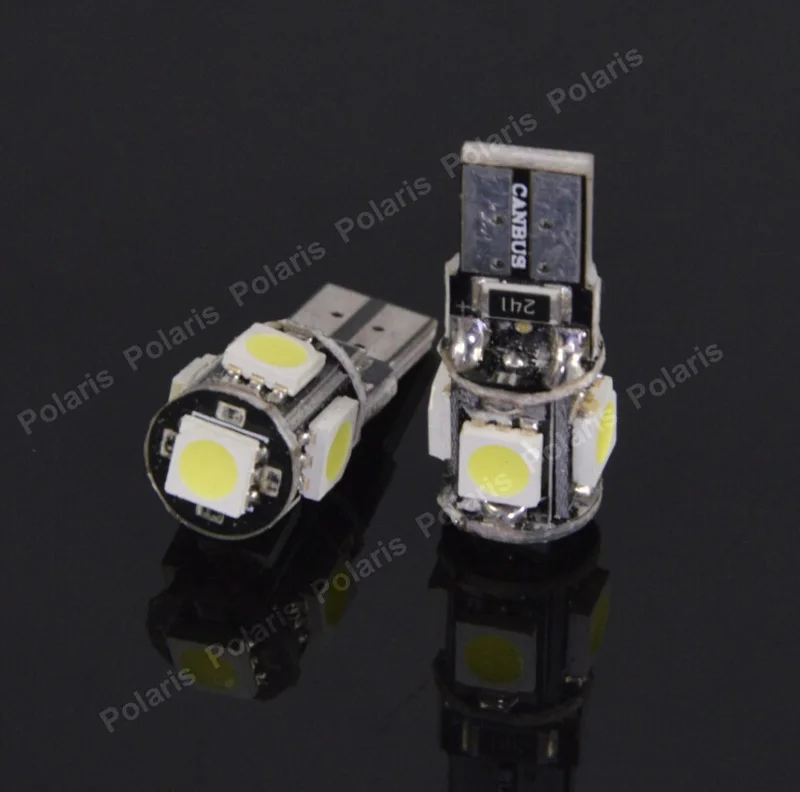  100pcs Wholesale T10 5 LED NO Warning Error Canbus W5W 194 5050 SMD Free Auto Wedge Car 5Led Light Clearance Bulb 5SMD DC 12V 