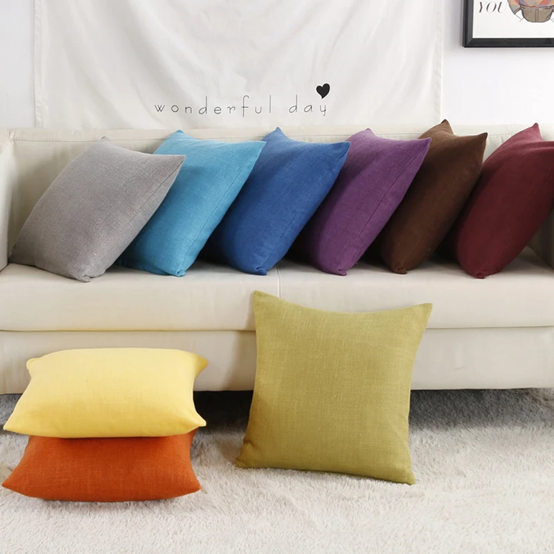 45*45 سنتيمتر لون نقي وسادة تشمل حشو النواة 18 بوصة الصلبة وسادة منصات الفاخرة المنزل مكتب أريكة ديكور سيارة سرير كرسي عودة Cusion