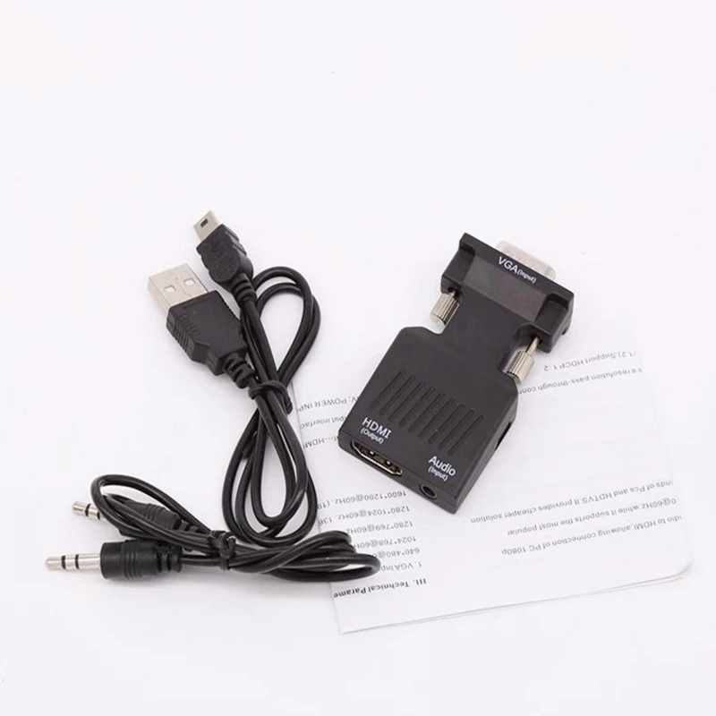 Новый преобразователь из VGA в HDMI 1080p адаптер с аудио 1080P для ПК ноутбука к HDTV