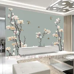На заказ 3D настенная бумага Китайский стиль птица гостиная настенная бумага 3d настенные фрески обои домашний декор живопись мангнолия