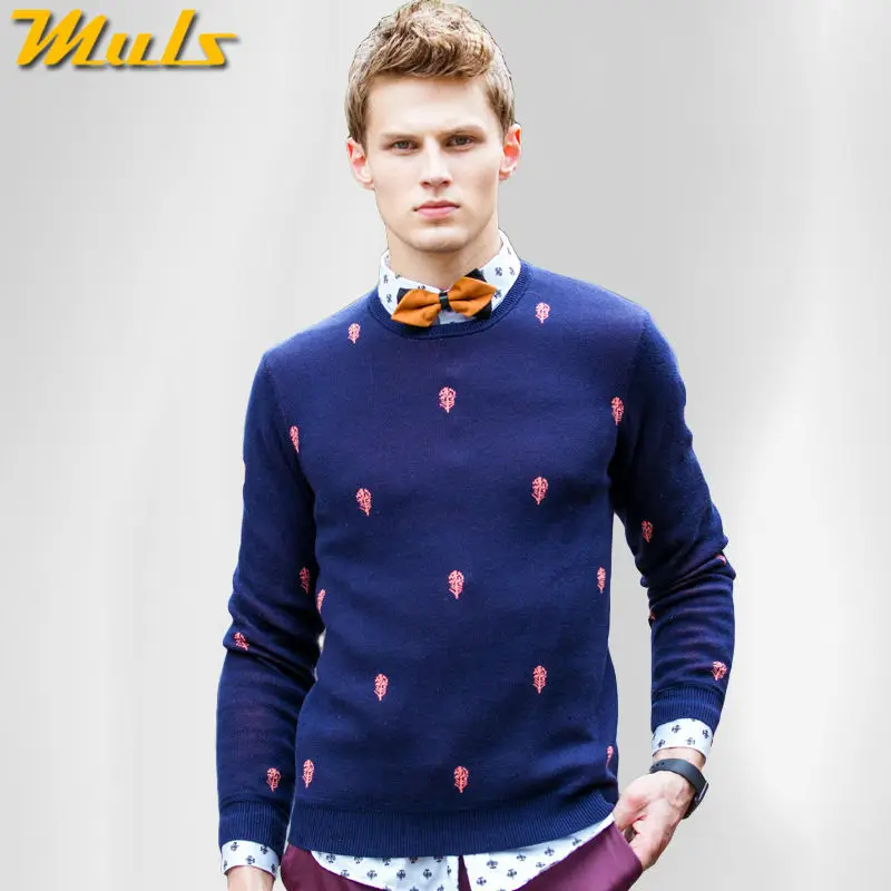 

Sweater men cotton jumper pullover man Autumn winter male jersey knitted dress Brand clothing Muls O neck Navy S-4XL PST4708