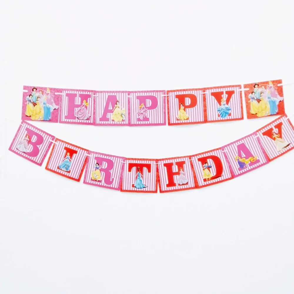 

1pc/set Kids Birthday Party Supplies Princess Party Pennant Bunting Birthday Decorations Flag Banners Girls Event Party Supplies