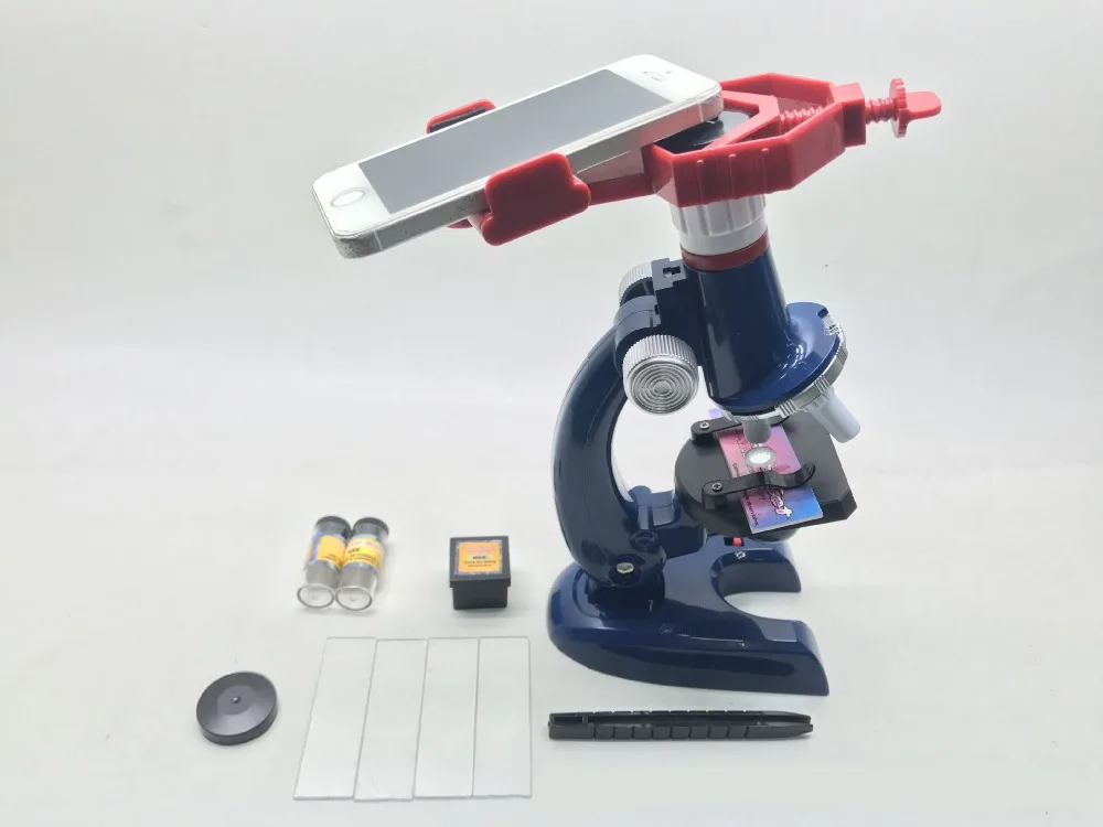 Детский микроскоп, научный набор для детей, для обучения начинающих, светодиодный, 100X 400X 1200X и держатель для телефона, увеличение, детская игрушка