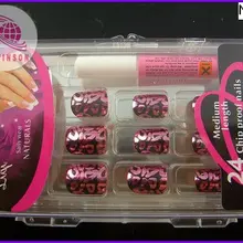 24 шт 3D металлик металлический покрытием Маникюр накладные ногти из акрила советы и клей