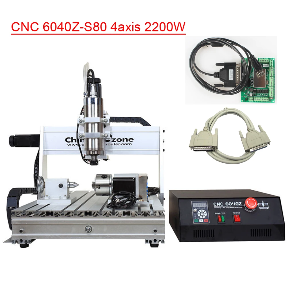 CNC 6040 2200W 4Axis Hobby Desktop Mini Aluminum for Wood Metal