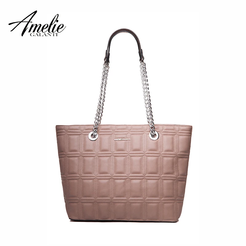 Koop AMELIE GALANTI nieuwe fashionl vrouwen draagtas casual Dames schouder boodschappentassen geometrische zachte rits solid originele ontwerp
