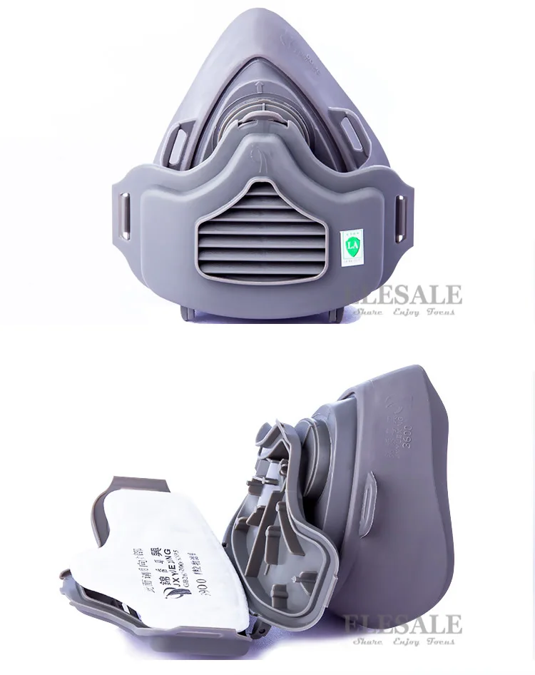 Пылезащитная маска на половину лица, пылезащитный респиратор для строителя, плотника, ежедневной защиты от дымки, Рабочая защитная маска+ 5 хлопковых фильтров