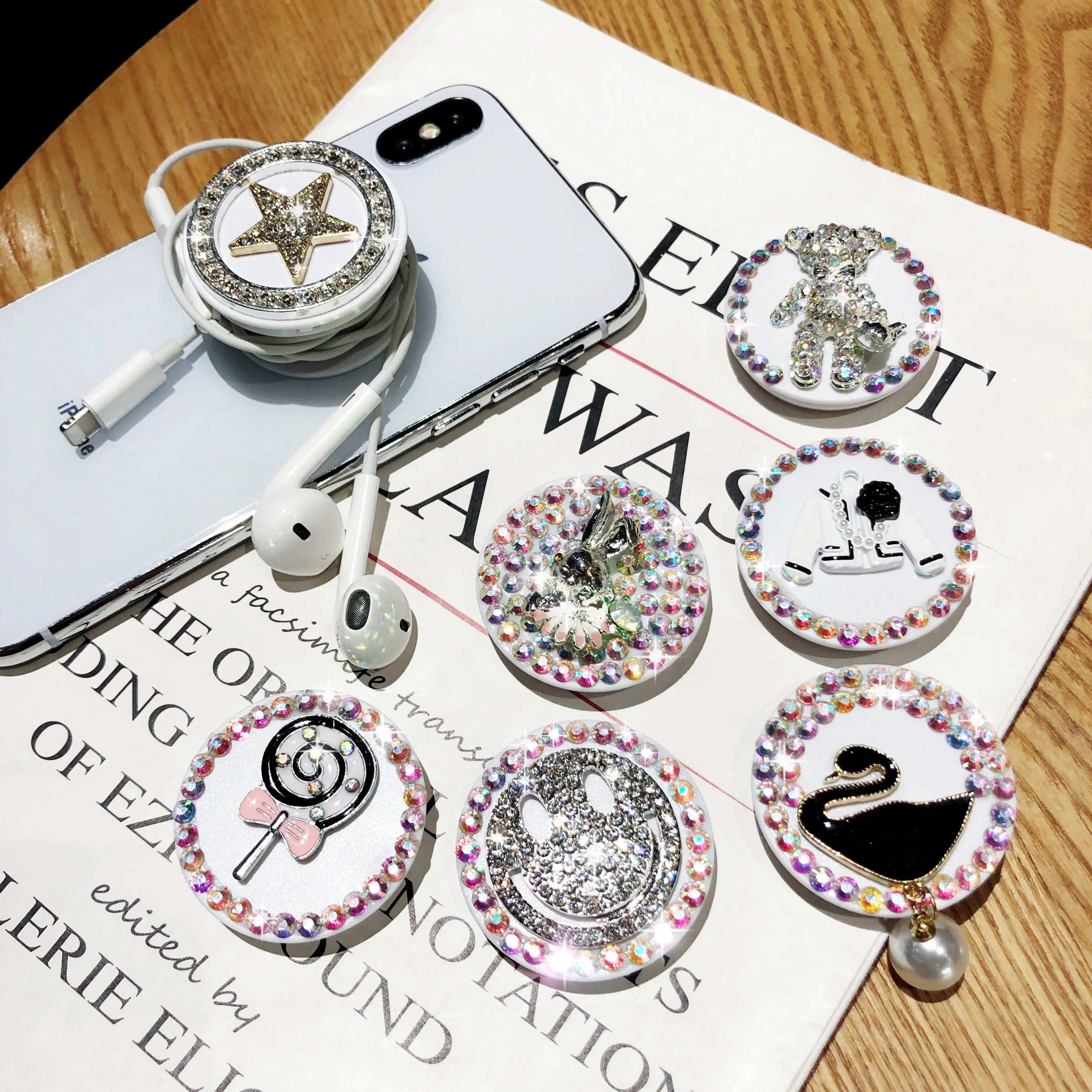 Round Phone Stand Rhinestone Support Bracket Hand Lazy Flexible Mobile Table Holder Mount for Iphone xiaomi Huawei Round Phone Stand Rhinestone Support Bracket Hand Lazy Flexible Mobile Table Holder Mount for Iphone xiaomi Huawei