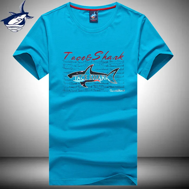 TACE & SHARK Brand Clothing Men Letter Print Short Sleeve Casual Style