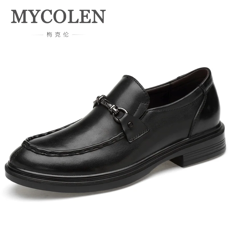 

MYCOLEN Men Genuine Leather Casual Shoes Spring/Autumn Fashion Flats Round Toe Loafers Slip On Man Driving Sneakers Brand