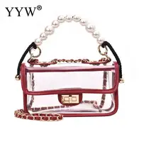 YYW новая мини-сумка из ПВХ Прозрачные сумки через плечо для женщин принцесса жемчужная сумка-мессенджер прозрачный кошелек желе ручная сумка