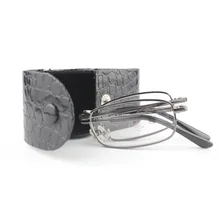 Стильный металлический каркас складные очки для чтения с кожаным чехлом+ 1,0+ 1,5+ 2,0+ 2,5+ 3,0+ 3,5