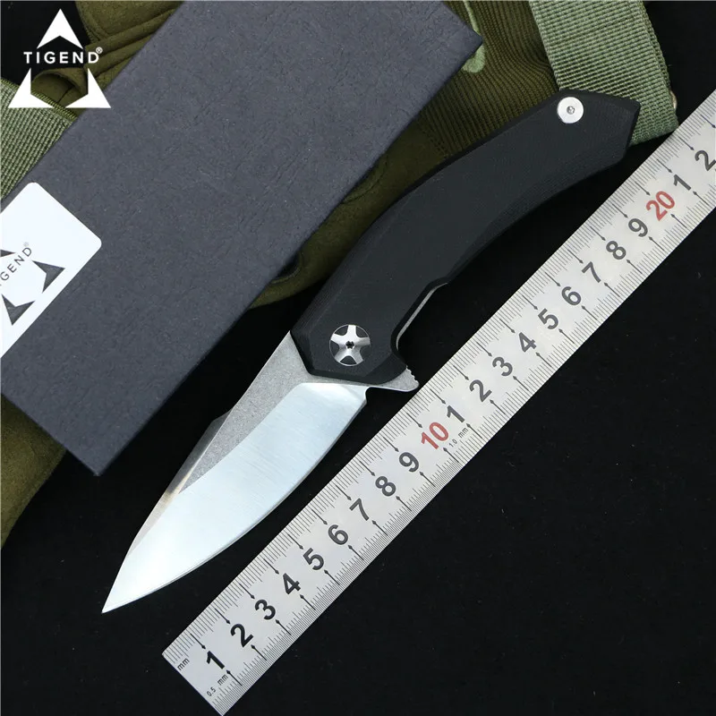 

TIGEND high quality ZT0095 Flipper folding knife 9Cr14Mov blade G10 handle outdoor camping hunting pocket fruit Knives EDC tools