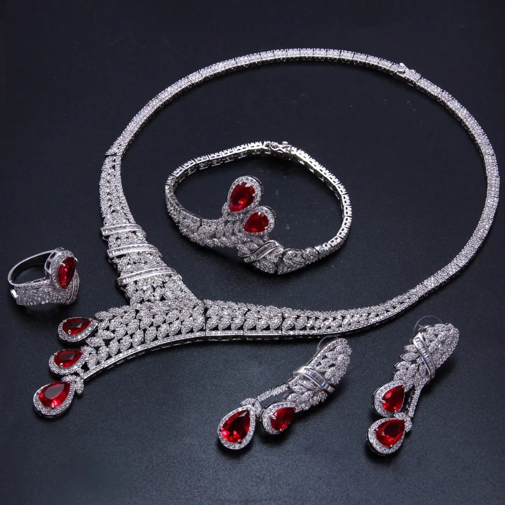 red diamond wedding jewelry sets (7)