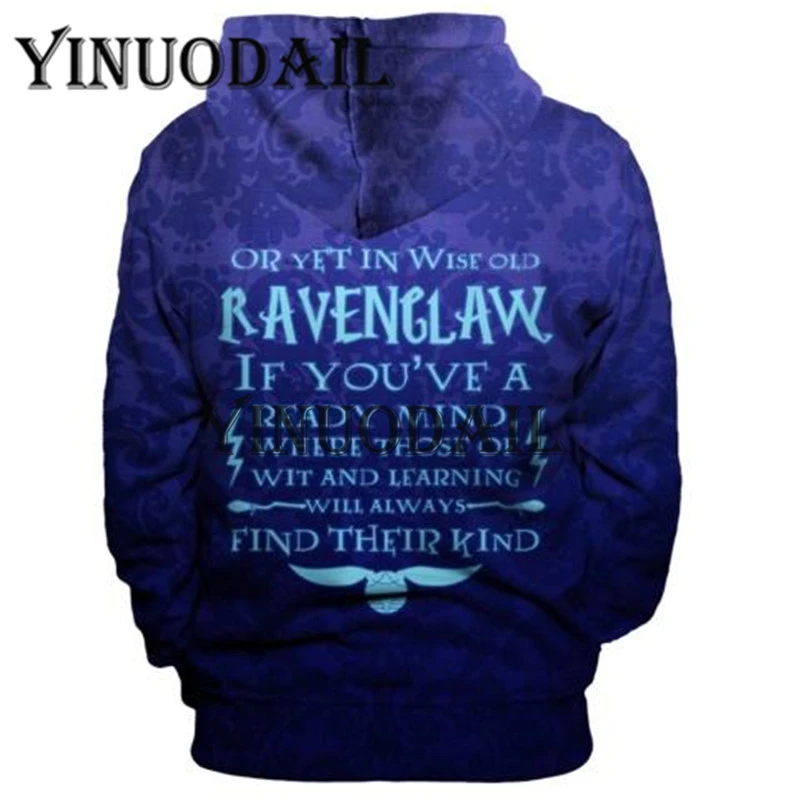 Wizardry 3D Printed Hoodie with Pocket Ravenclaw Gryffindor for Adult Unisex Sweatshirt Costume Hoodies Men Clothes Harri Potter Wizardry 3D Printed Hoodie with Pocket Ravenclaw Gryffindor for Adult Unisex Sweatshirt Costume Hoodies Men Clothes Harri Potter