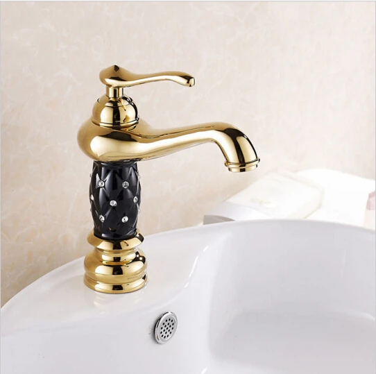 

High Quality Gold Finish with black painting Bathroom Sink Faucet Creative Design Single Lever Basin Faucet with ceramic body
