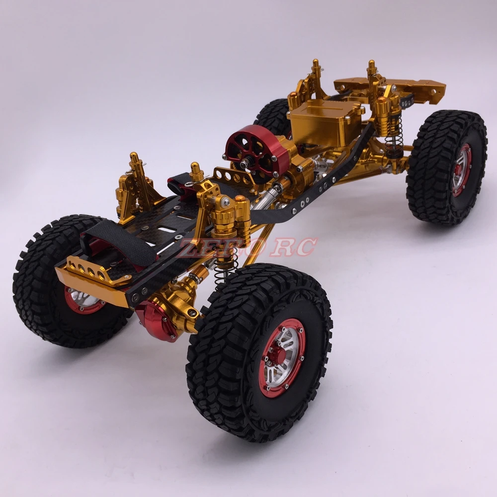 Cool Racing CNC 1/10 масштаб Рок Гусеничный Грузовик Алюминиевый осевой SCX10 шасси W/карбоновая рама колесная база 313 мм золото