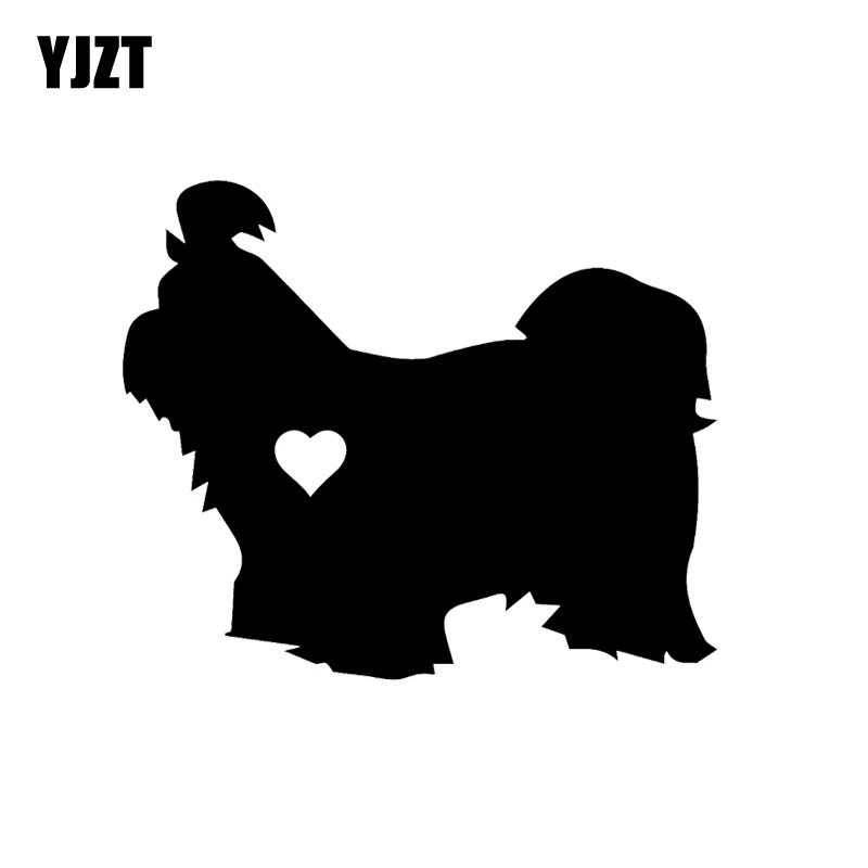 YJZT 14 5 см * 12 2 Shih Tzu стикер для автомобиля черный/серебристый с сердечком рисунком в