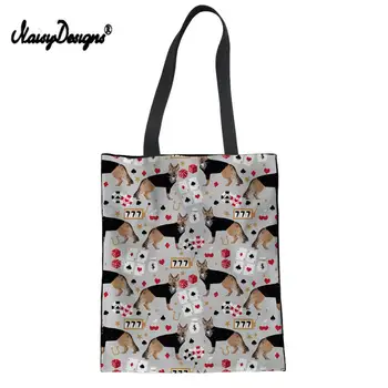 

Women Tote Bags Canvas Shopping German Shepherd Dog Eco Reusable Foldable Shoulder Bag Handbag Casual DIY Custom Dropshipping