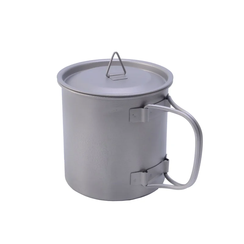 400 ml olla de titanio agua taza con tapa tazón y mango plegable Camping al aire libre pote ollas Picnic cuelgue olla