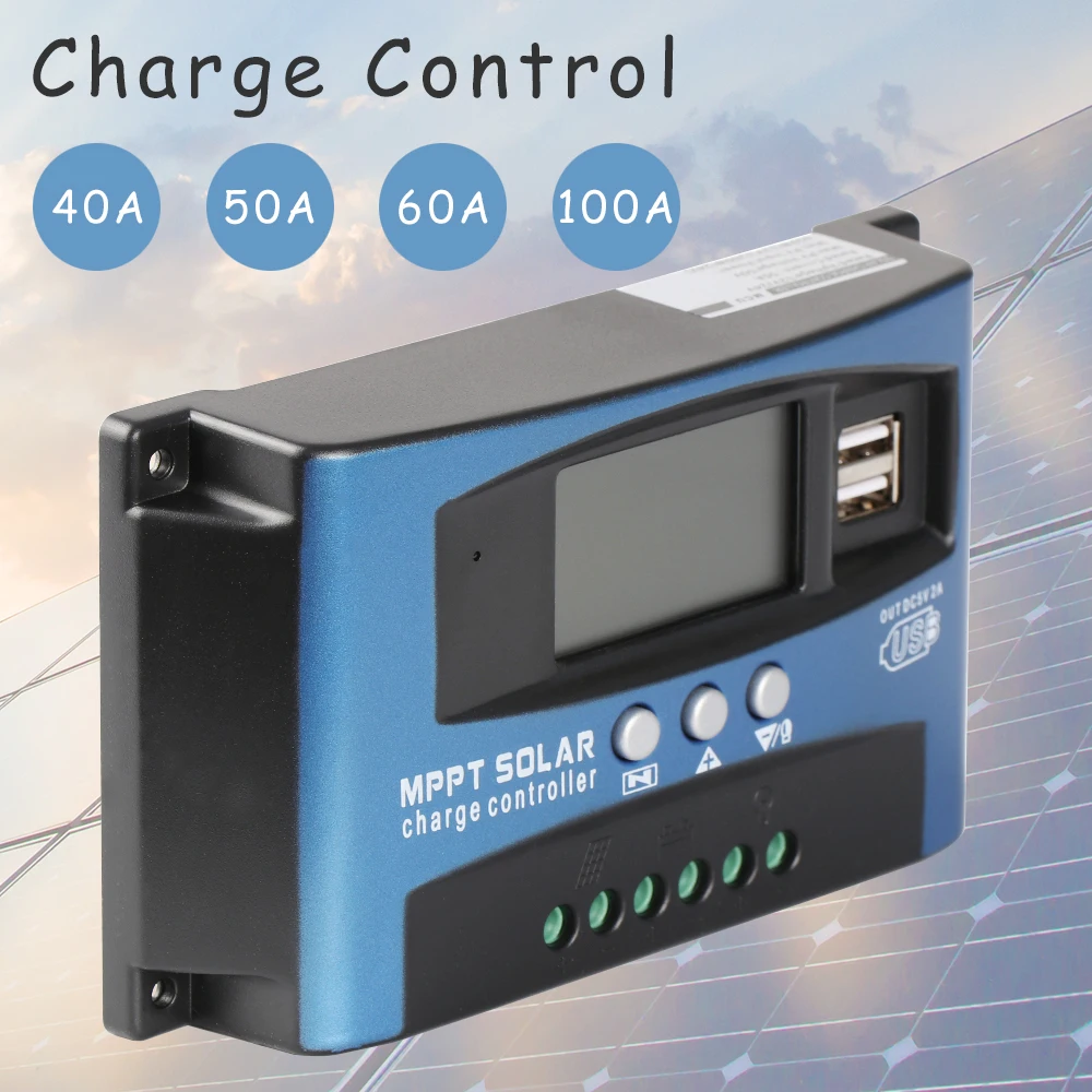 

1PCS 40/50/60/100A MPPT Solar Charge Regulator 12V 24V Auto LCD Display Controller with Load Dual Timer Control PV Home