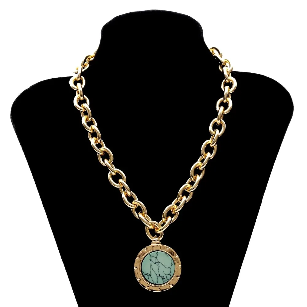 DIEZI винтажное Оригинальное каменное ожерелье для женщин колье-чокер геометрической формы цепочка массивное ожерелье для девочек ювелирные изделия