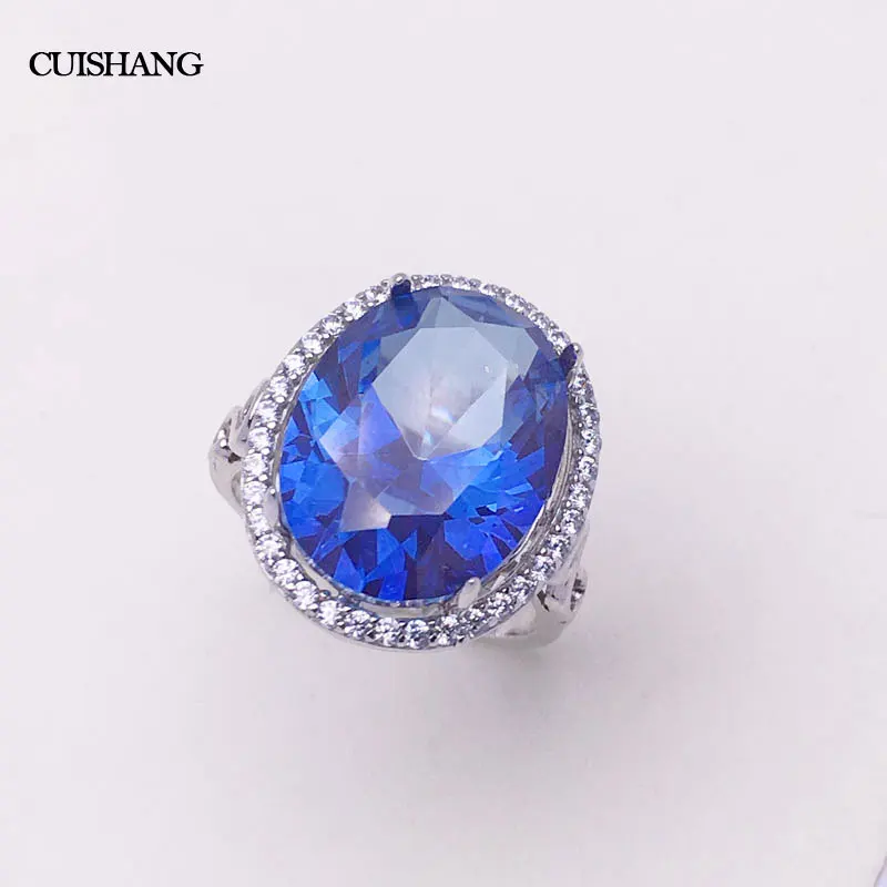 

CSJ New Design Elegant 925 Sterling Silver Engagement Rings Tanzanite Sapphire Stones Rings for Woman Girl Fine Jewelry