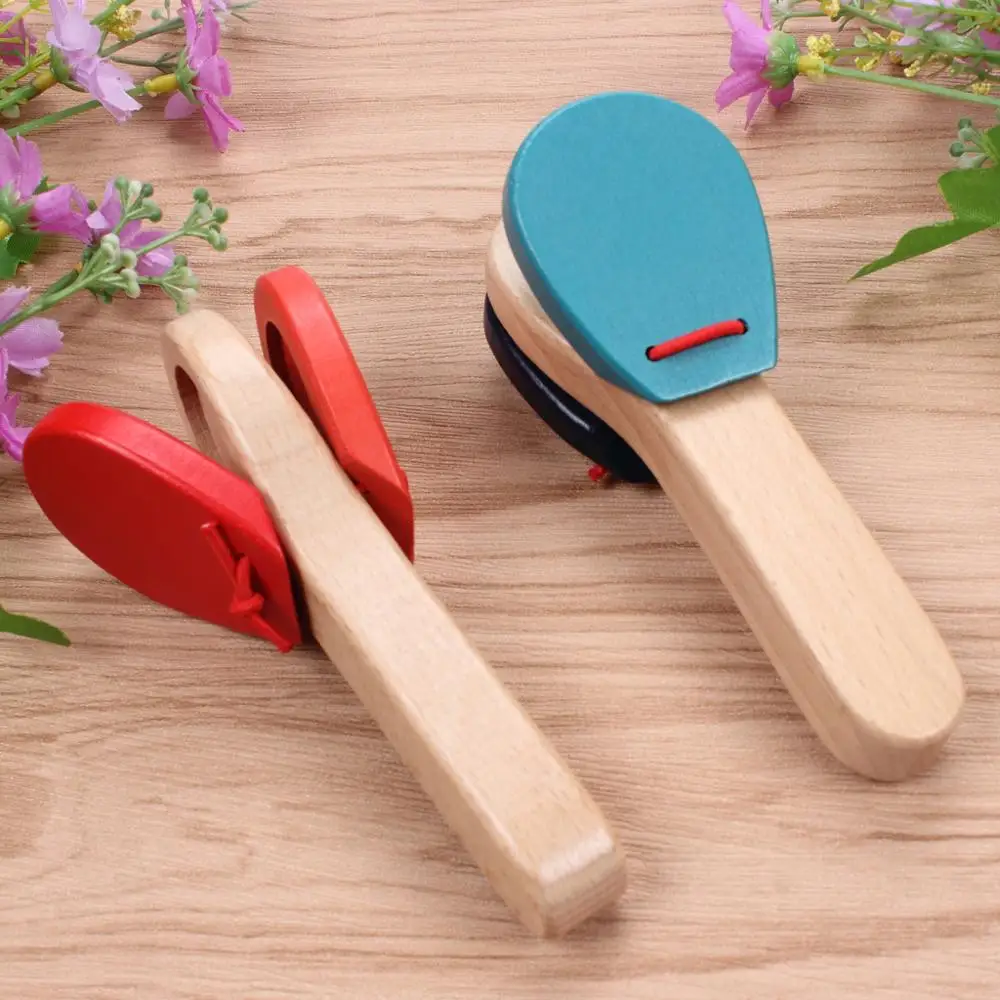 Wooden Castanet  Rhythm Musical Percussion Instrument Toy For Baby Kids Infants (8)