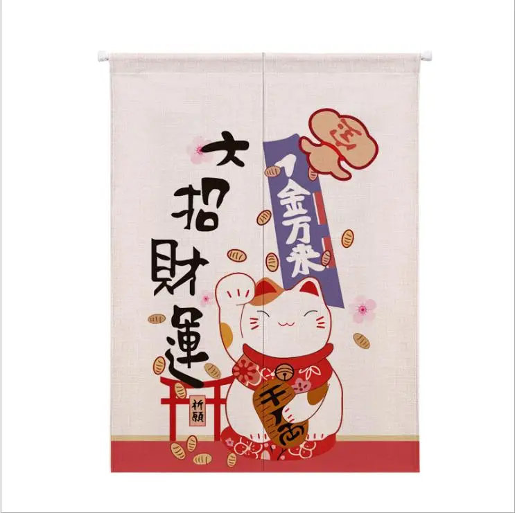 XIAOKENAI, японский стиль, 85X120 см, 85X90 см, занавеска-труба, плотный хлопок, лен, дверной проем, занавеска, Lucky Cat, спальня, ткань, мультфильм
