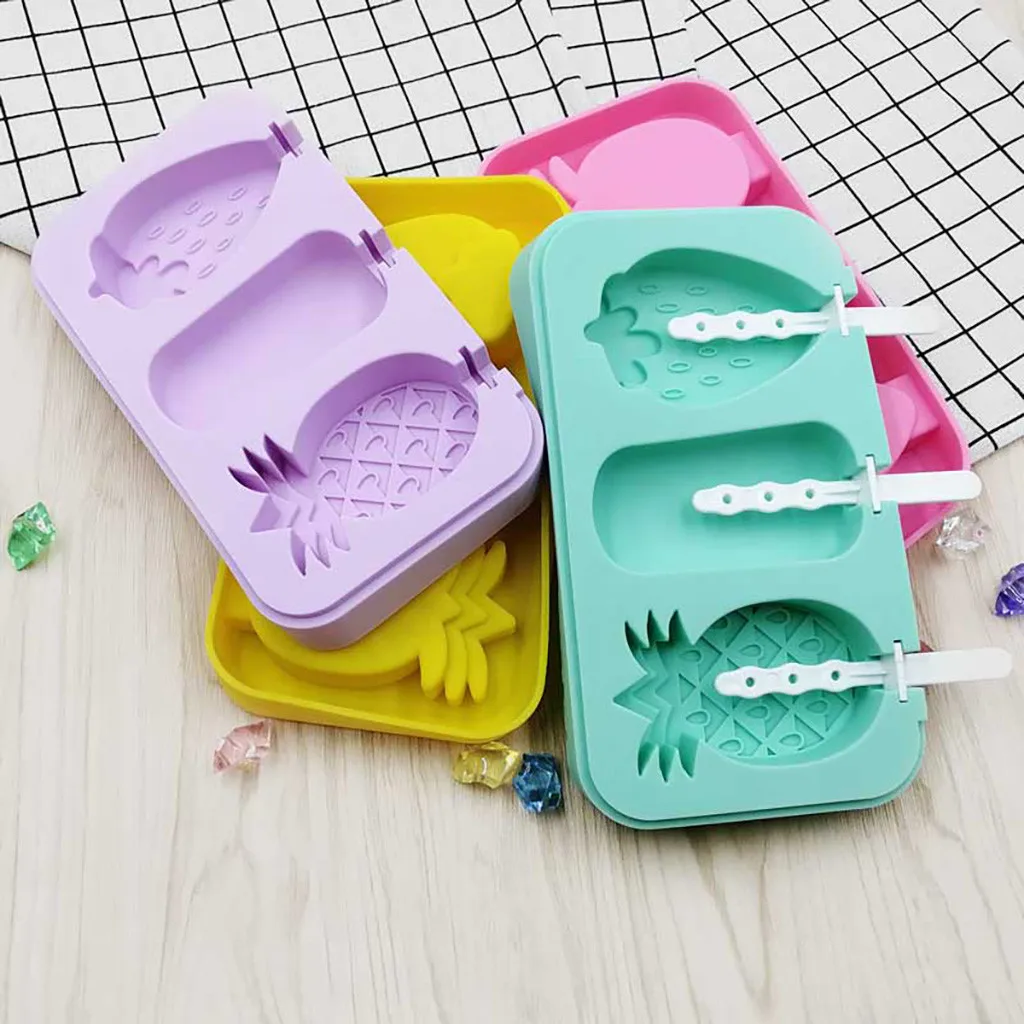 

Ice Cream Mold With Lid Popsicle Mold Pineapple Strawberry ice cube popsicle silicone molds ice cube maker ice cube tray pop
