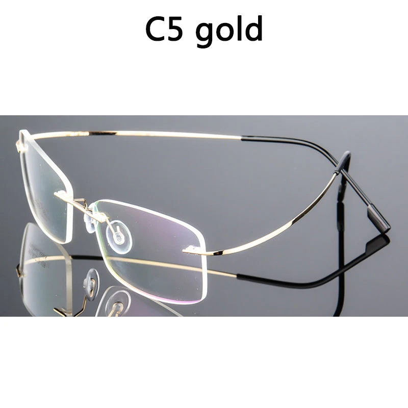 BOYSEEN, очки без оправы, мужские, титановый сплав, складные, женские, квадратные очки, ультралегкие, без оправы, очки - Цвет оправы: C5