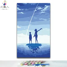 DIY раскраски краски по номерам мультфильм аниме Романтический две фигурки фотографии краски цветов по номерам с комплекты для детей-защелка