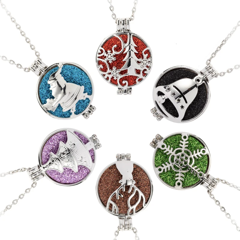 Stainless steel Necklace Christmas deer Aromatherapy Pendant Essential