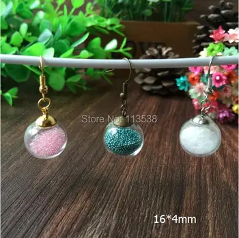 

Free ship!! 50sets/lot 16mm*4mm round glass globe & antique bronze color ear hook set glass vial earring wire set , glass bottle