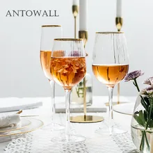 ANTOWALL Золотой обод вертикальные полосы большой стакан для красного вина стекло прозрачные бокалы для вина свадебный Кубок для шампанского стекло посуда для напитков