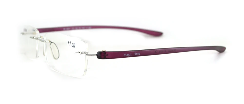 Новые модные очки для чтения из нержавеющей стали, очки без оправы для мужчин или женщин, винтажные очки R14001 - Цвет оправы: purple