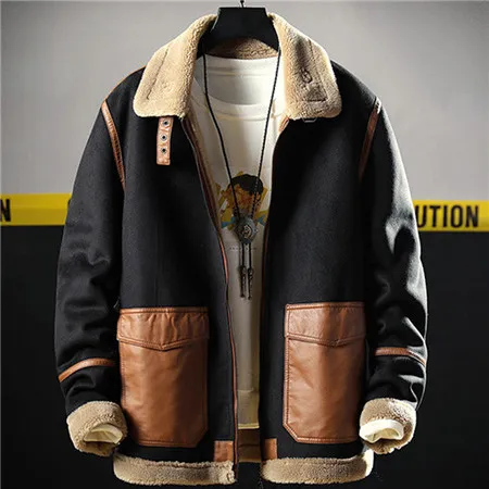 Модные Винтажные мужские меховые кожаные куртки и пальто зимние мужские меховые пальто размера плюс 5XL пальто европейский и американский стиль A242 - Цвет: Черный