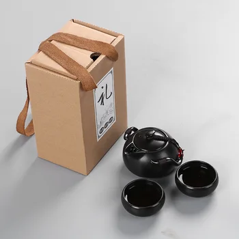 

Kung Fu Tea Set with Gift Box 1 Teapot + 2 Cups Home Teahouse Drinkware Ceramic Teapot Kettle Quick Cup Teaware for Chinese Tea
