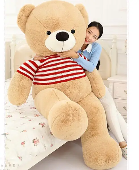 stuffed plush toy huge 180cm teddy bear , dressed red stripes sweater bear soft doll hugging pillow, CDhristmas gift s2808