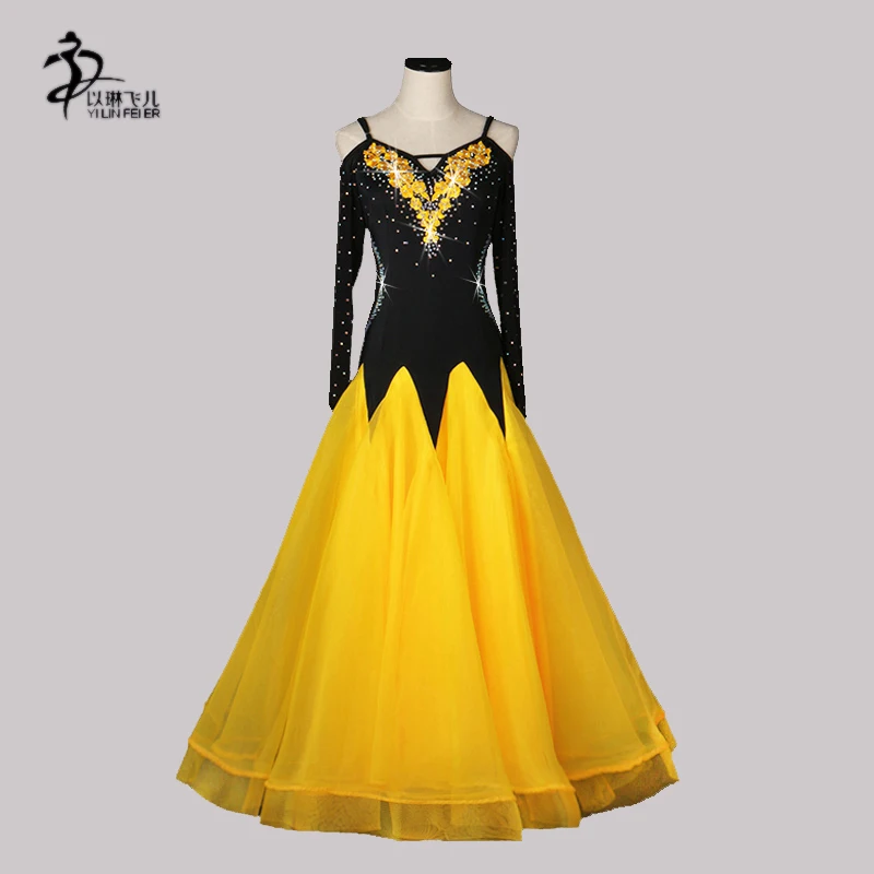 

2017 woman ballroom dance dress/long sleeve ballroom dance competition dresses/standard ballroom dress for women