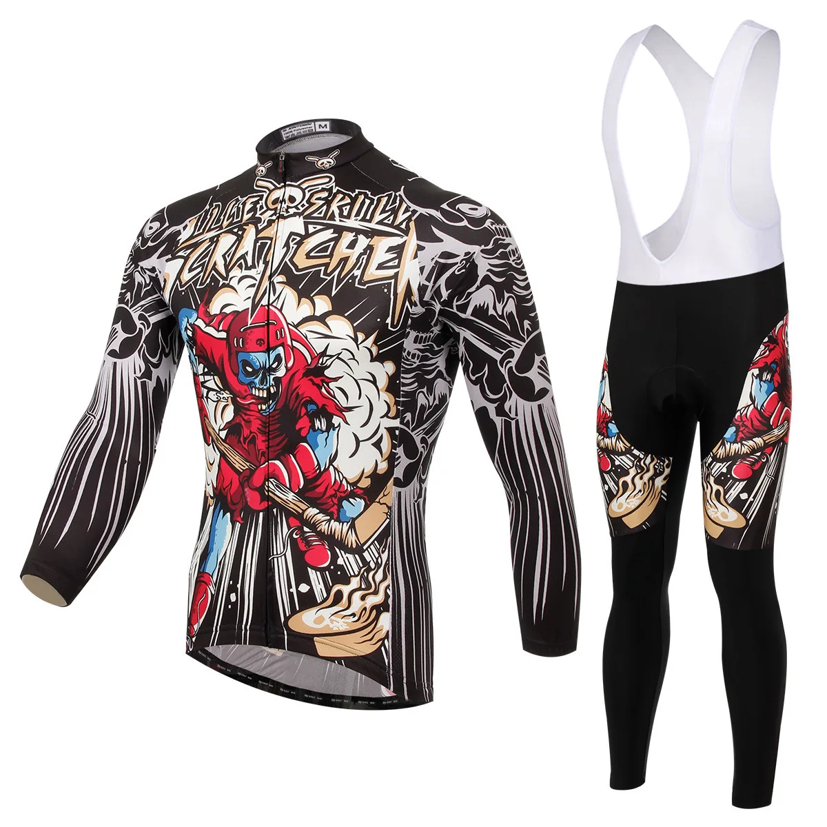 

BOODUN Hockey Stick Human Skeleton Cycling Wear Straps Long Suit Bicycle Catch Down Windbreak Keep Warm Function Underwear