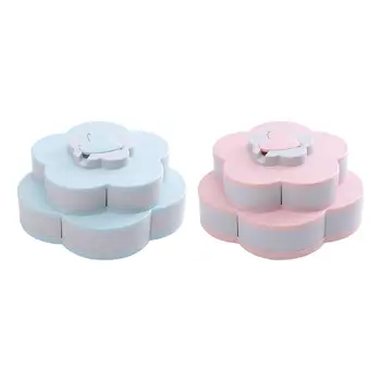 

Double-Layer Trays Box Organizer Phone Holder Plastic Food Candy Snack Container Case Flower Shaped Dry Fruit Melon Seed Storage
