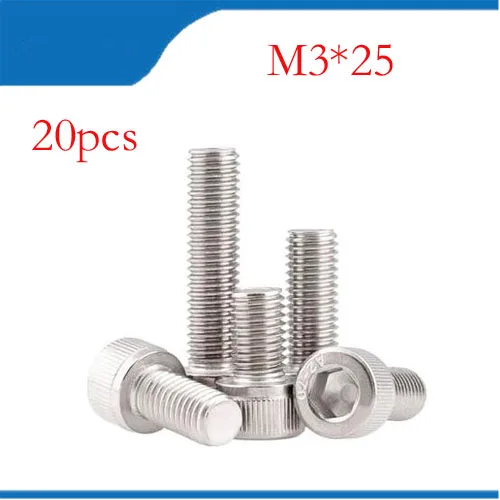 Free shipping 20PCS m3 screws M3*25 bolts m3 screws M3 nails DIN912