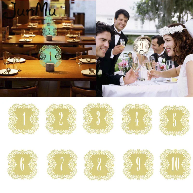 

10pcs/set Hollow Lace Table Number Table Cards from 1 to 10 Rustic Wedding Centerpieces Decor Vintage Wedding Decoration
