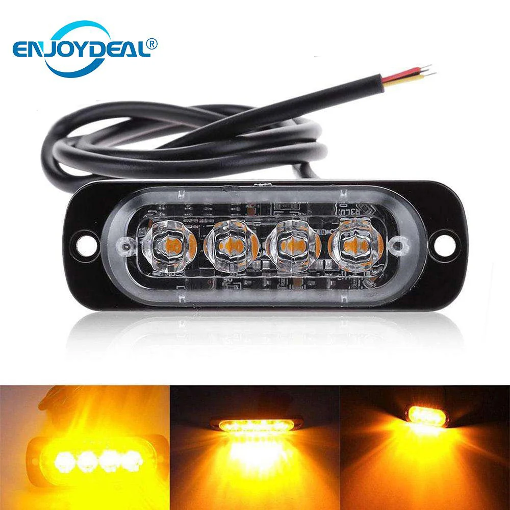 12V 24V Янтарный 4LED 12W автомобиль грузовик стробоскоп вспышка аварийное