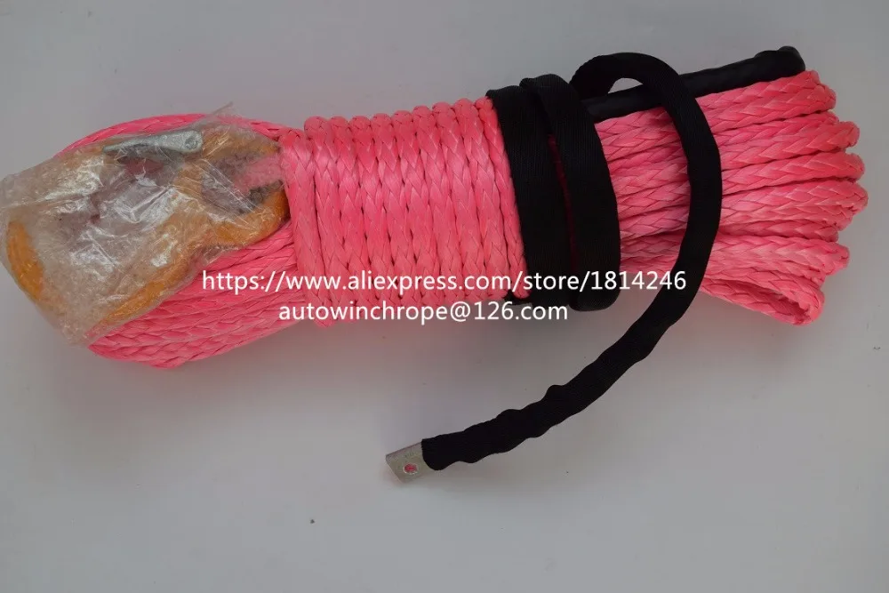High Quality Pink 12mm*30m Synthetic Rope,winch Rope Extension,towing