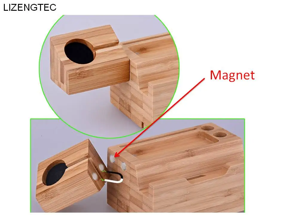 shipping lizengtec дизайн деревянная подставка подходит для мобильных и мини планшетных часов удобно с функцией зарядки
